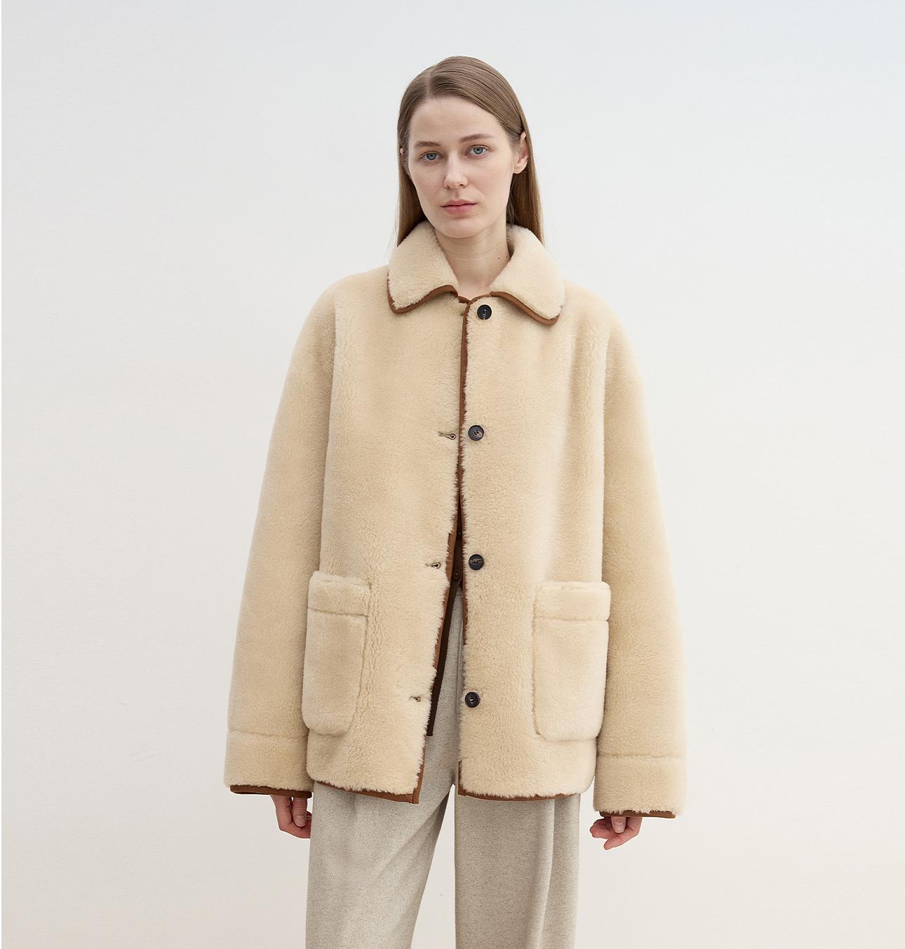 "Winter Concerto" Wool-Suede Shearling Coat
