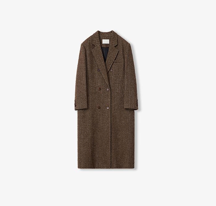 "Desert City" Italian Imported Wool Blended Herringbone Pattern Woolen Coat