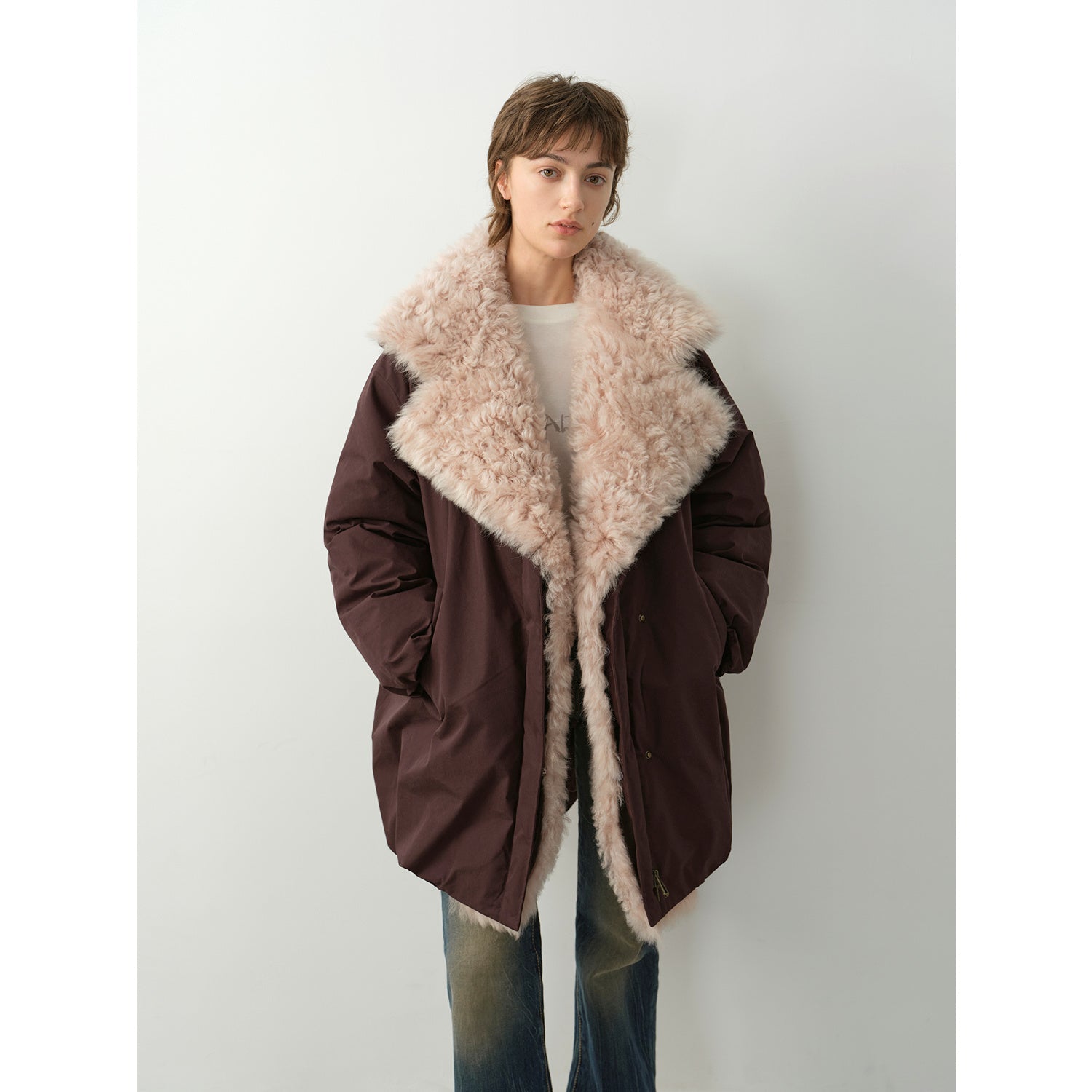 "Modern Introduction" Detachable Toka Fur Collar Fur Parka Coat