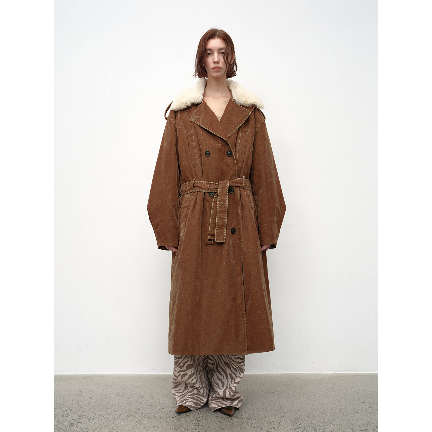 "Windbreaker and Winter" Detachable Wool Lapel Long  Parka