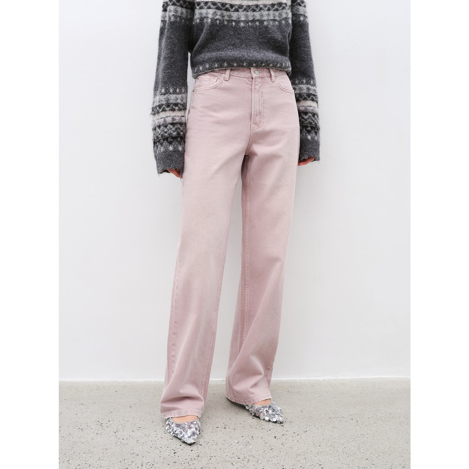 "Active Street" Retro Pink Straight Jeans