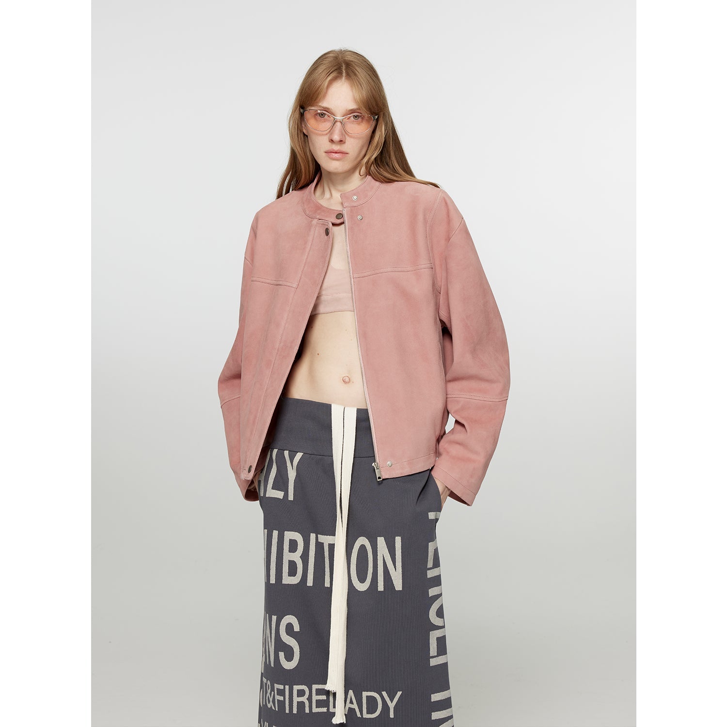 “Sweet Cherry Party” Pink Suede Lambskin Leather Jacket