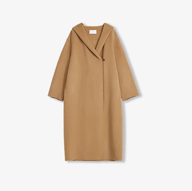 "Magic World" Hooded Cashmere Australian Wool Double-Faced Wool Coat