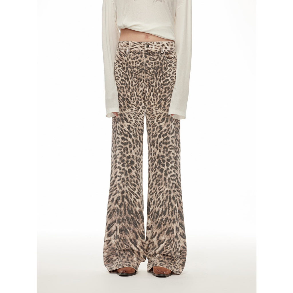 “Wild Roar” Leopard Print Straight-Leg Bootcut Jeans