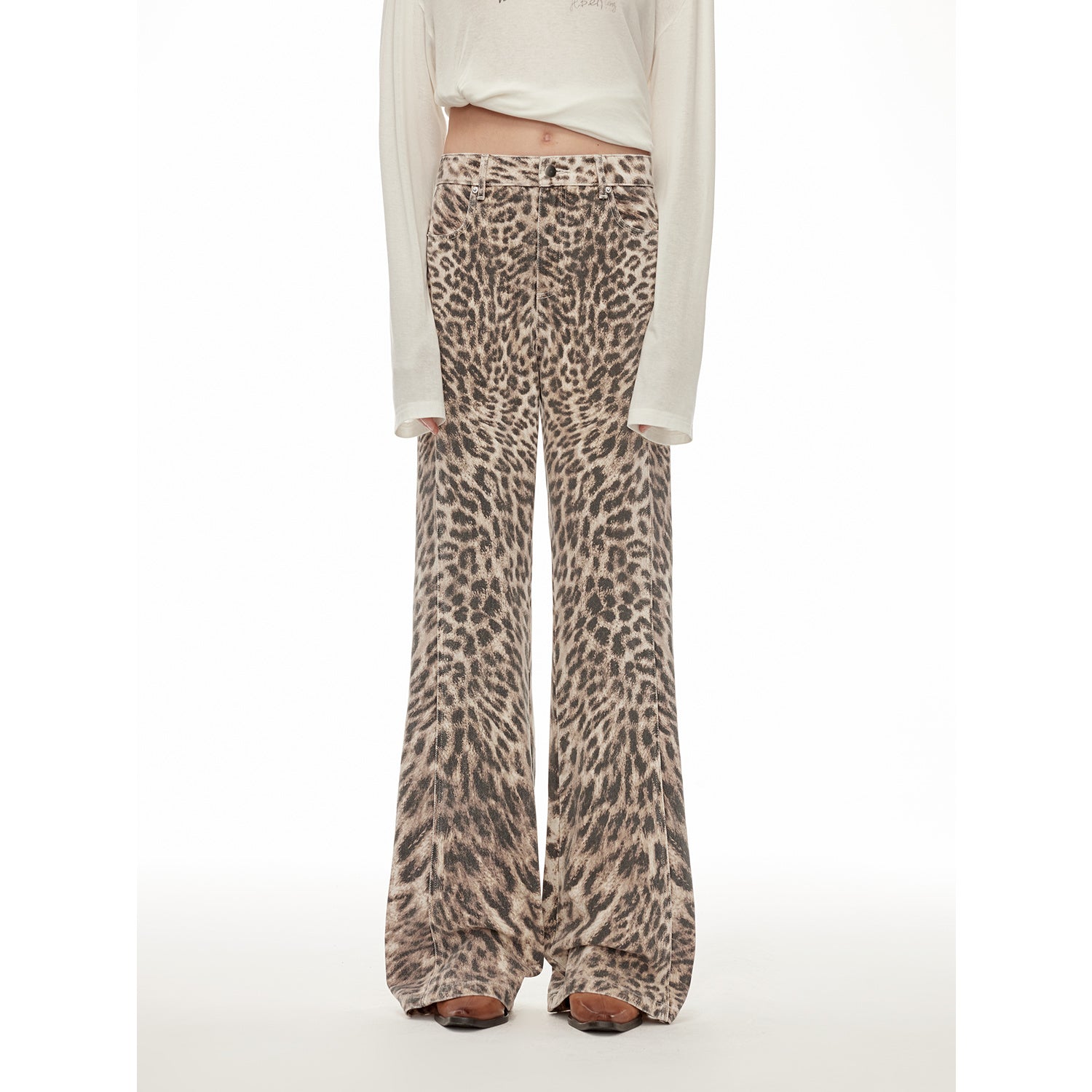 “Wild Roar” Leopard Print Straight-Leg Bootcut Jeans