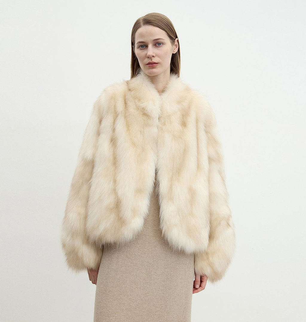 "Monet's Garden" Fox Fur V-Neck Jacket