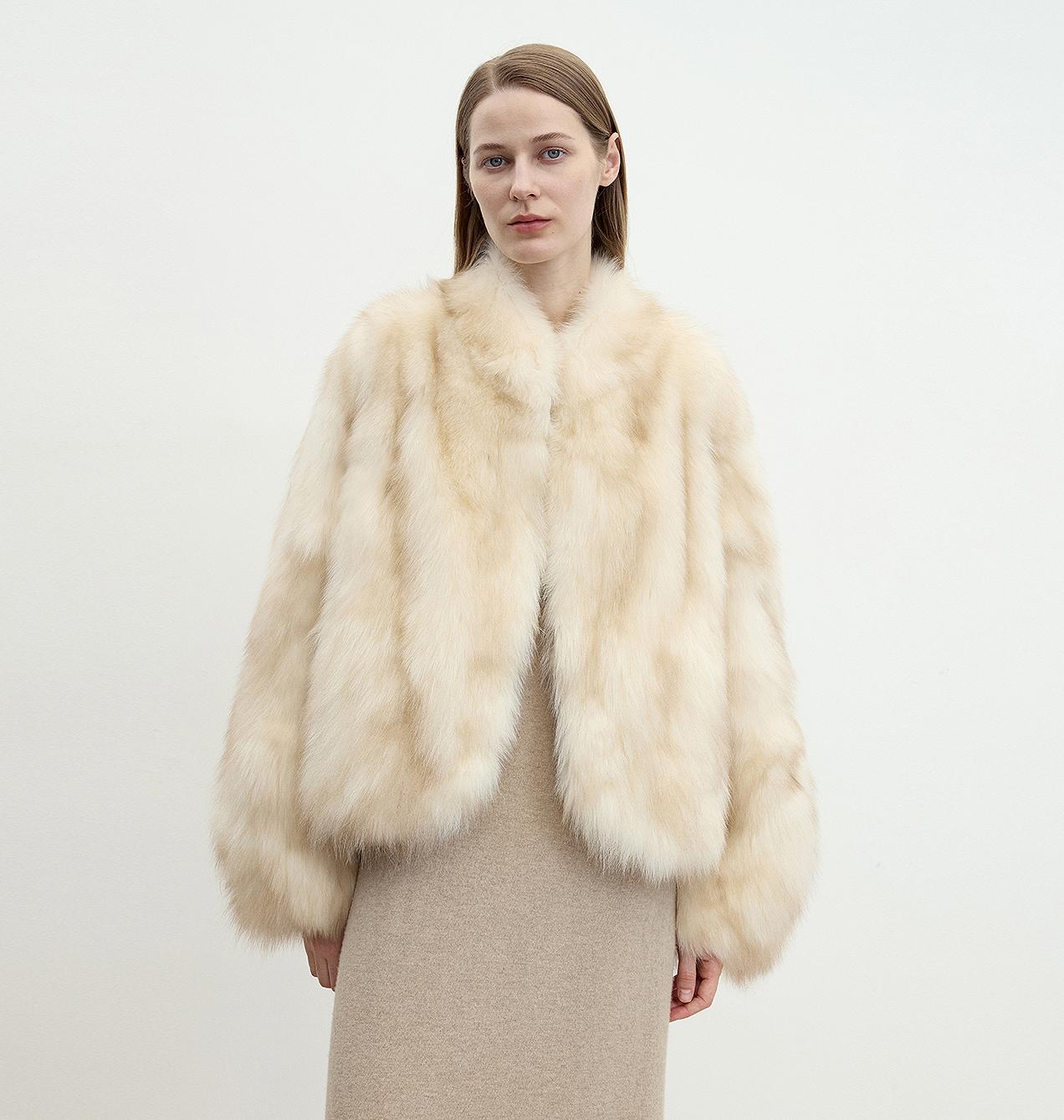 "Monet's Garden" Fox Fur V-Neck Jacket