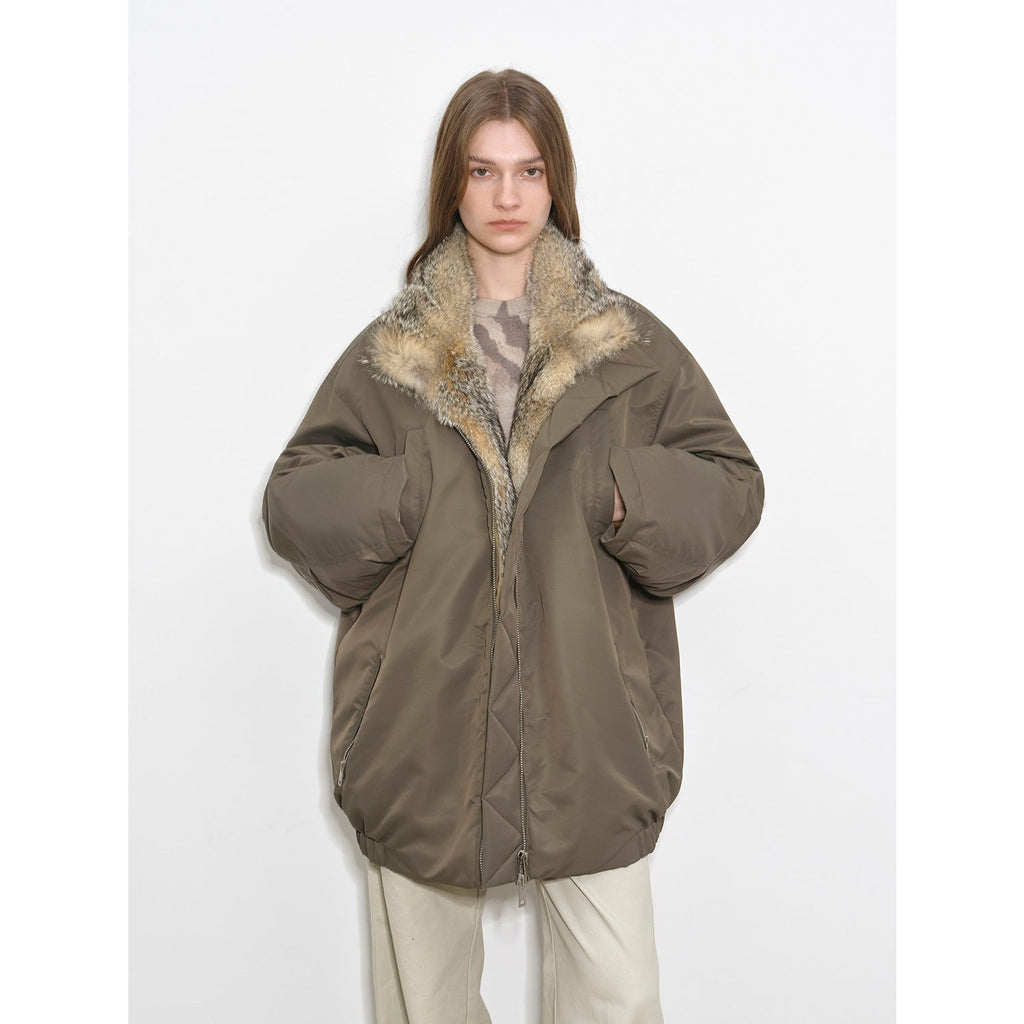 Warm and Fluffy Waterproof Fox Fur Collar Parka