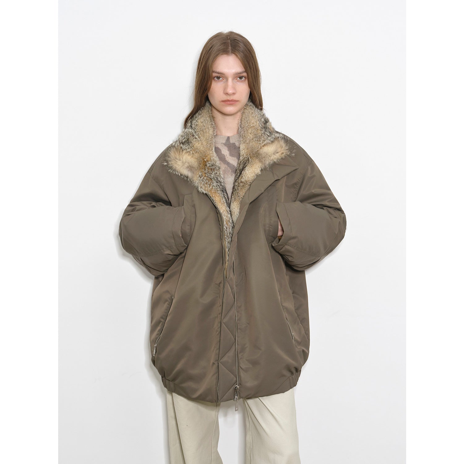 Warm and Fluffy Waterproof Fox Fur Collar Parka