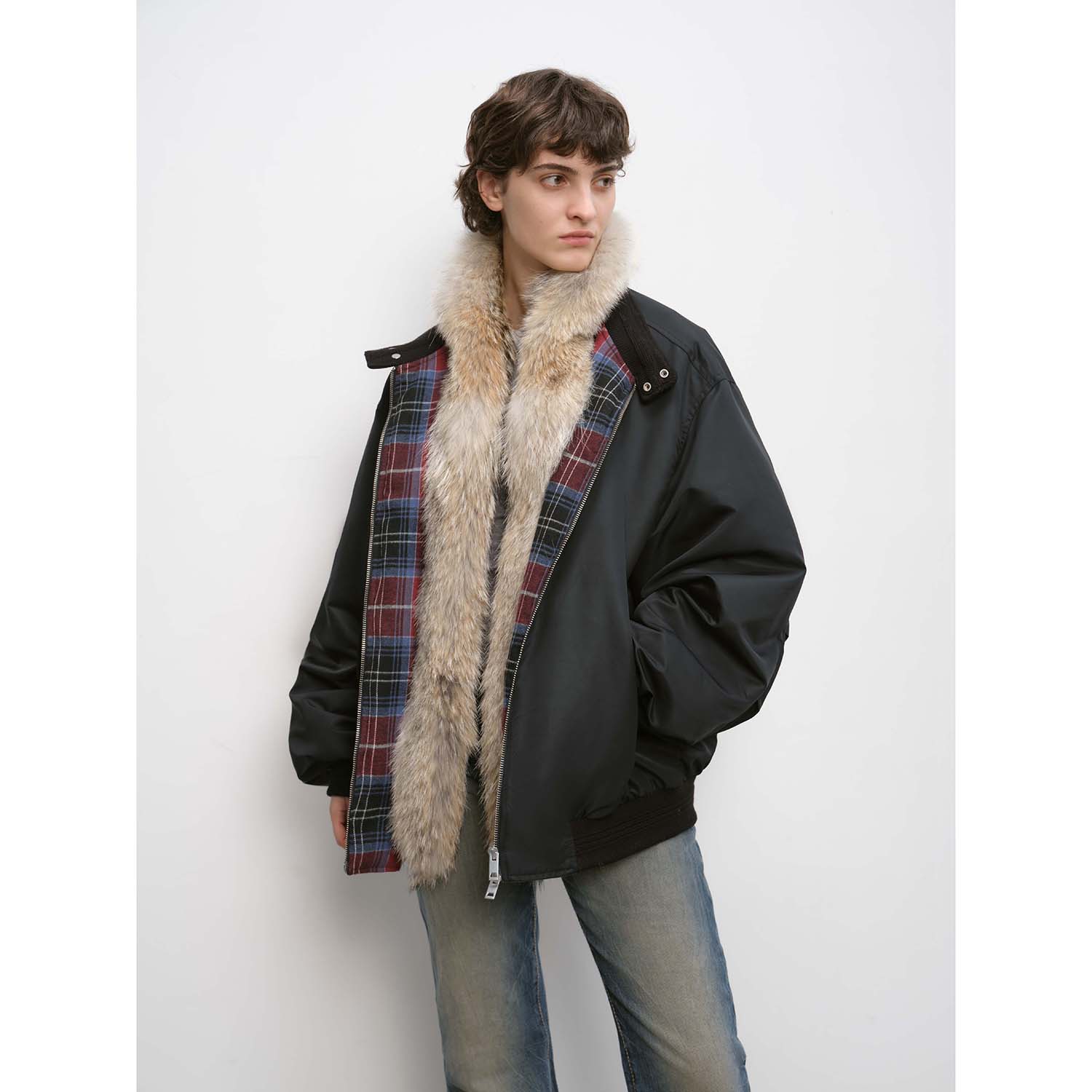 Casual Street Lightweight Detachable Wolf Fur Collar Parka Down Jacket