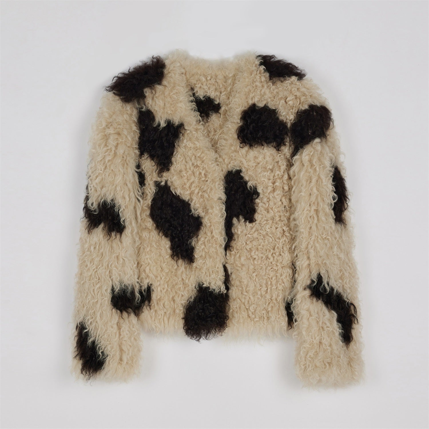 Sheep Curly Double Knit Fur Short Coat