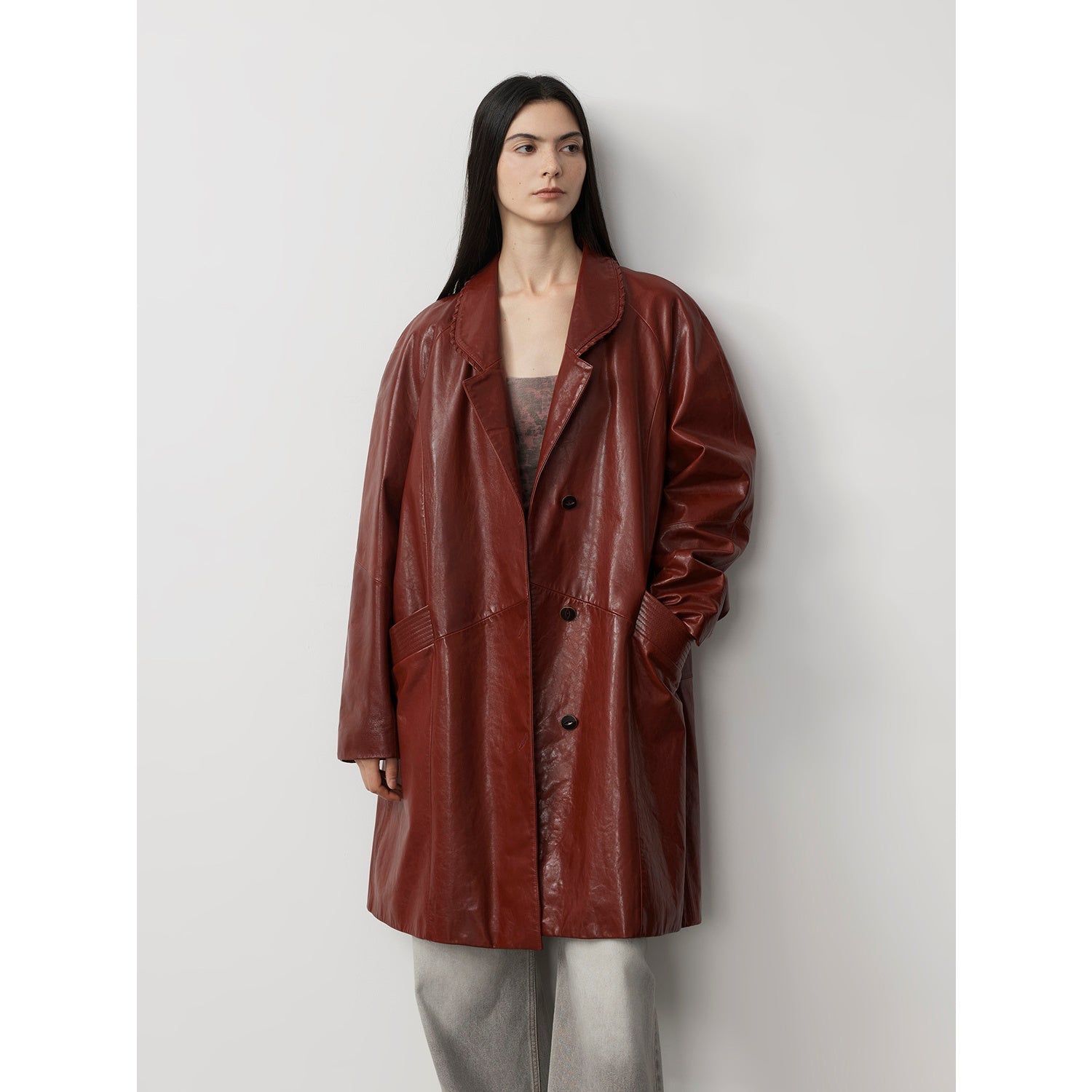 “Sonorous Rose” Vintage Goatskin Trenchcoat
