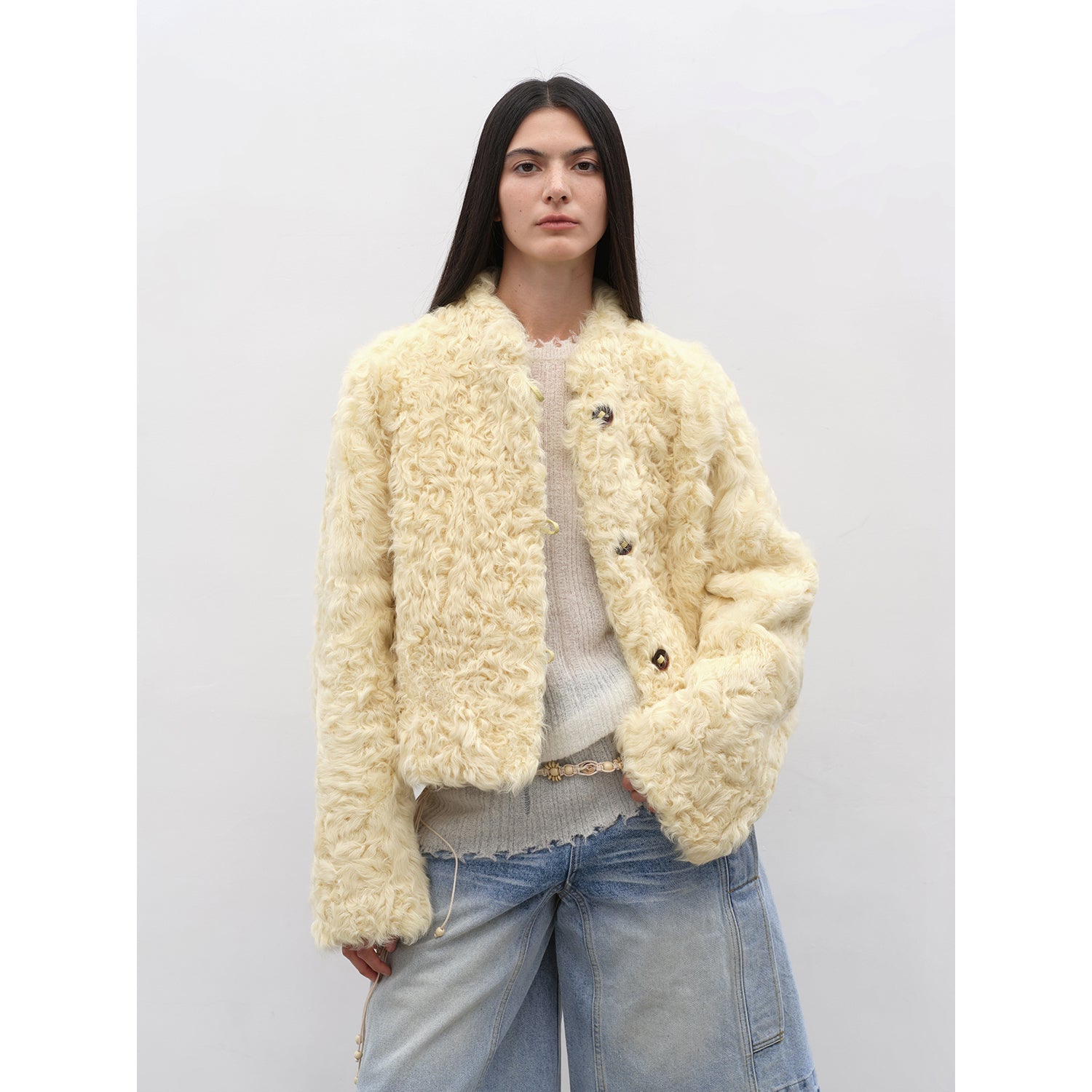 "Little Bear's Thoughts" Sheepskin Wool Coat