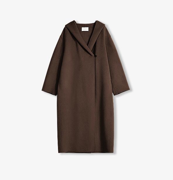 "Magic World" Hooded Cashmere Australian Wool Double-Faced Wool Coat
