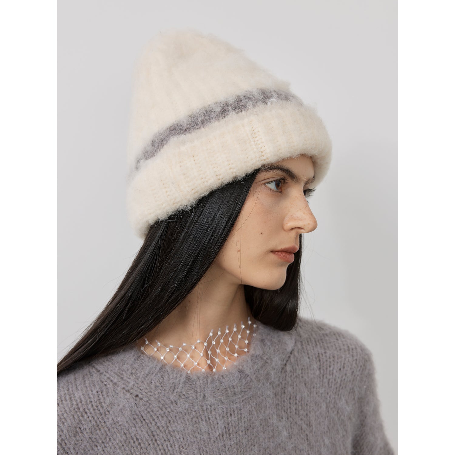 Mohair Wool Blend Knit Hat Scarf Set