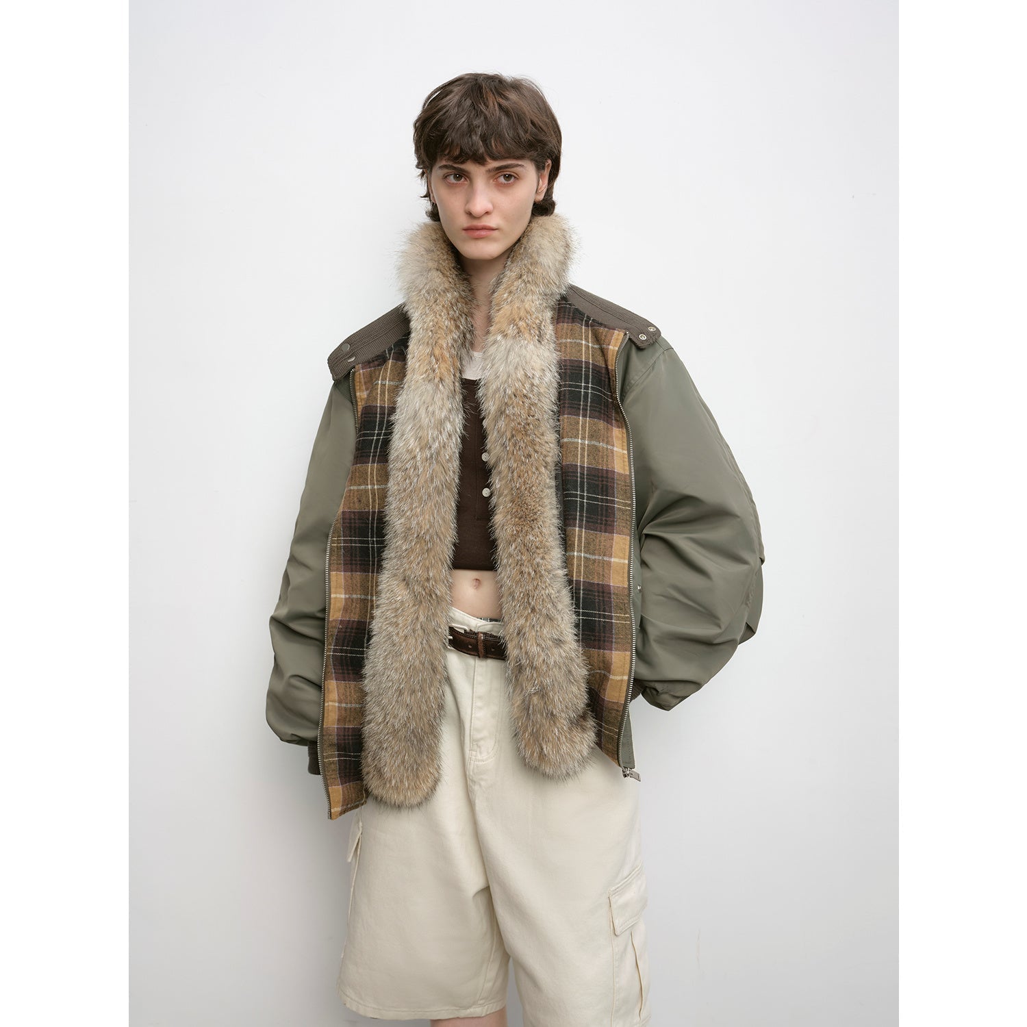 Casual Street Lightweight Detachable Wolf Fur Collar Parka Down Jacket