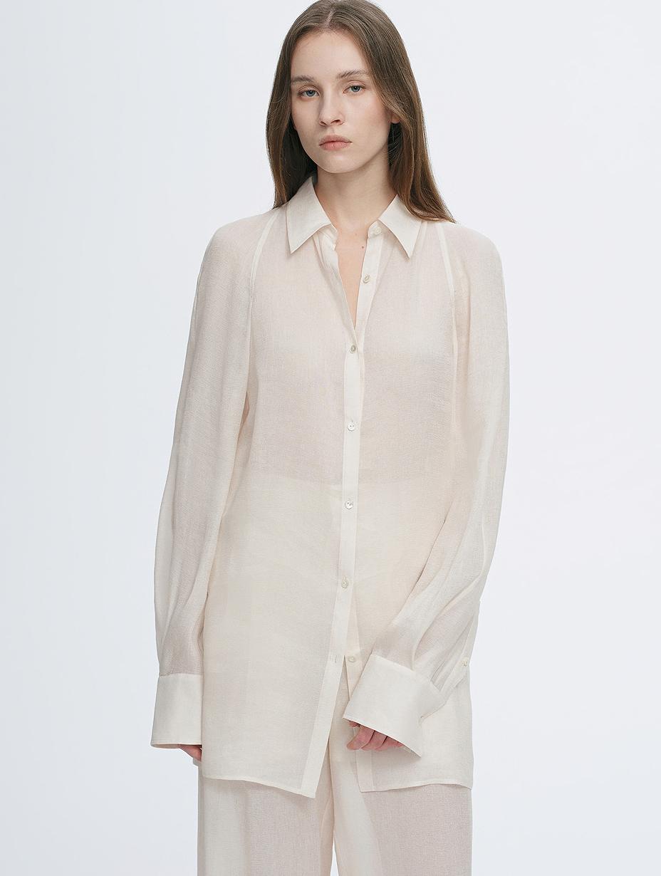Mulberry Silk Linen Long-Sleeved Shirt and Trousers Set