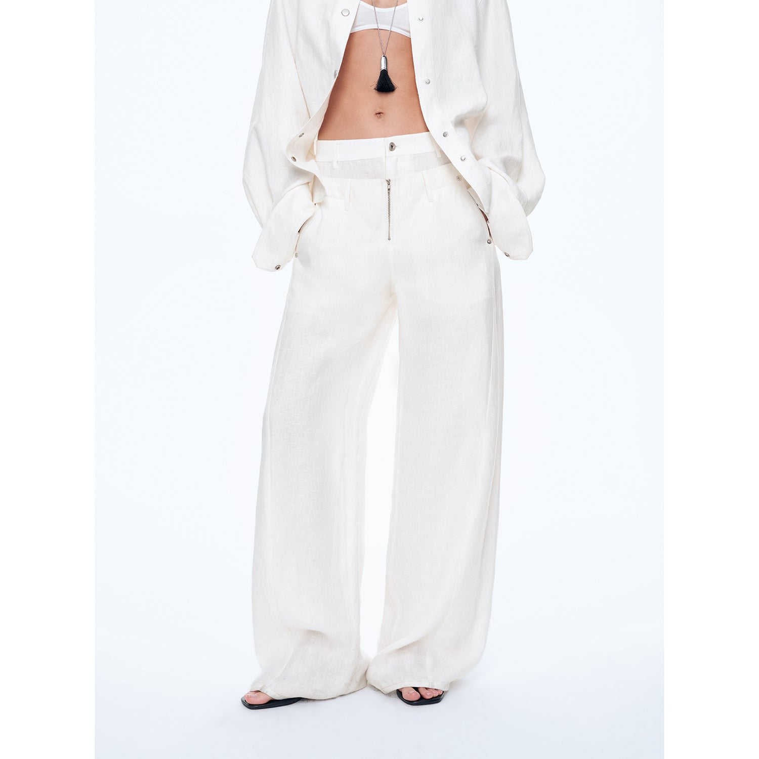 "Berlin Street" Double Waistband Linen Pants