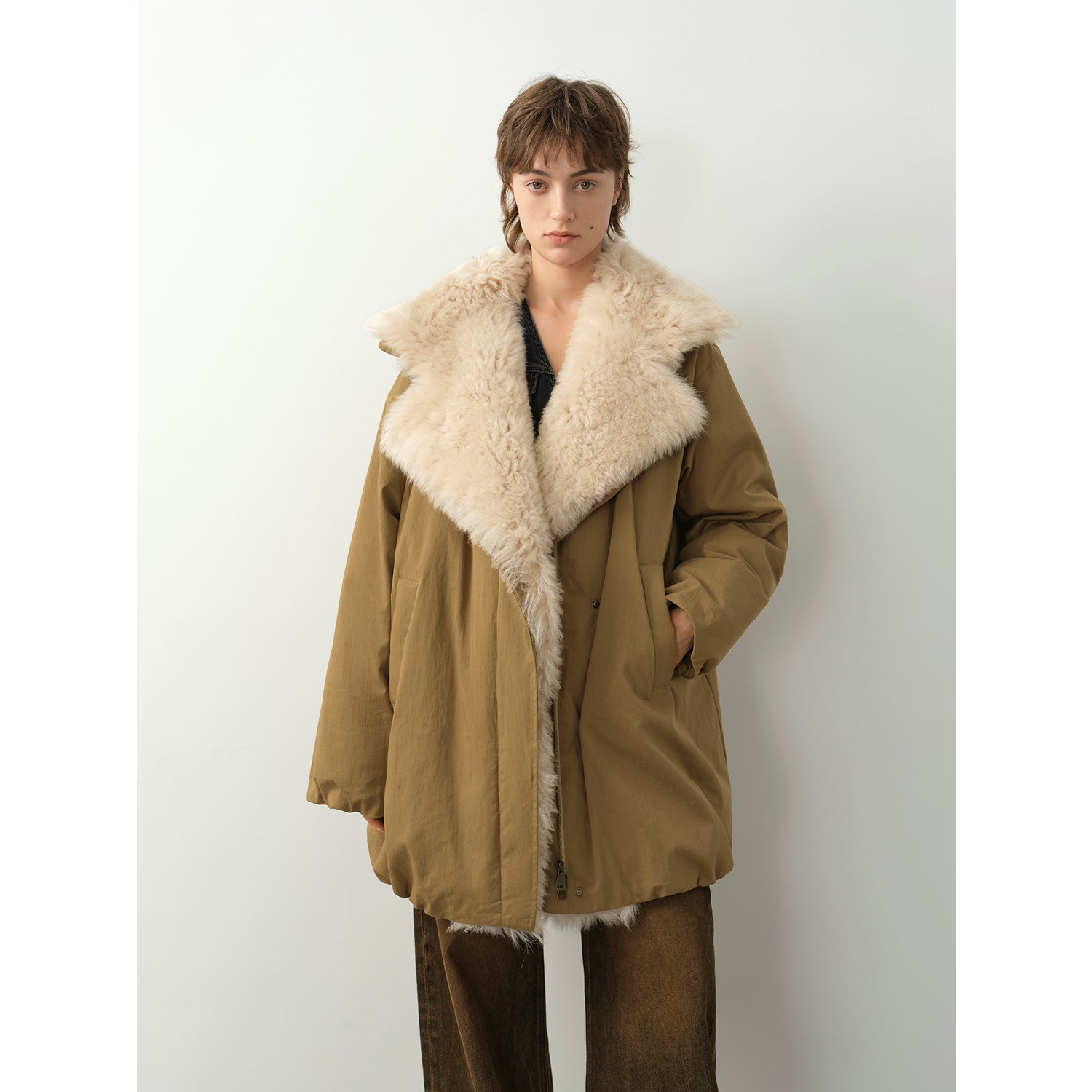 "Modern Introduction" Detachable Toka Fur Collar Fur Parka Coat