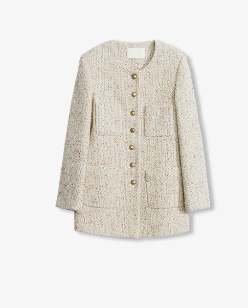 Heavy Wool Tweed Slim Jacket