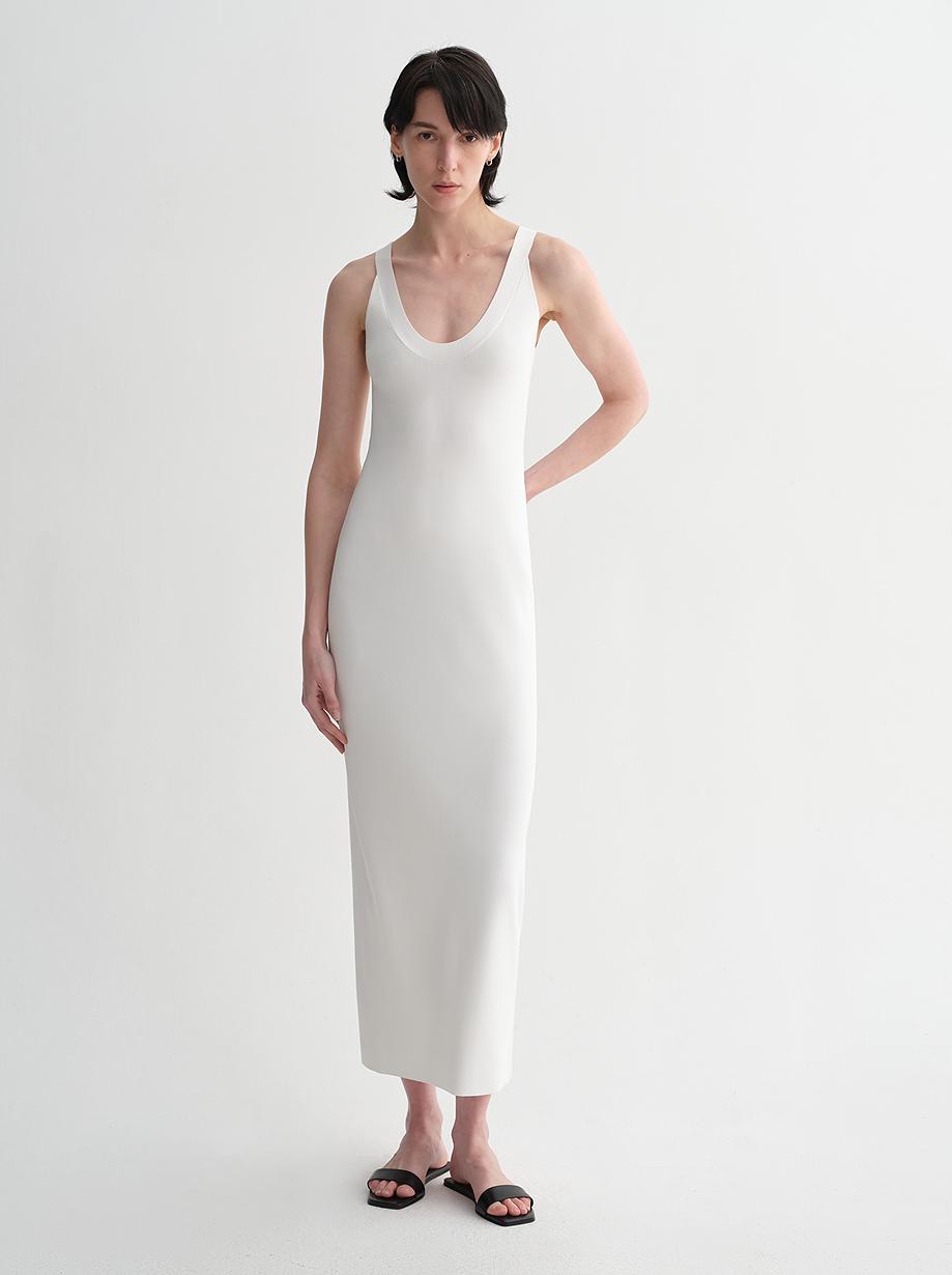 Silk Blended U-Neck Dress