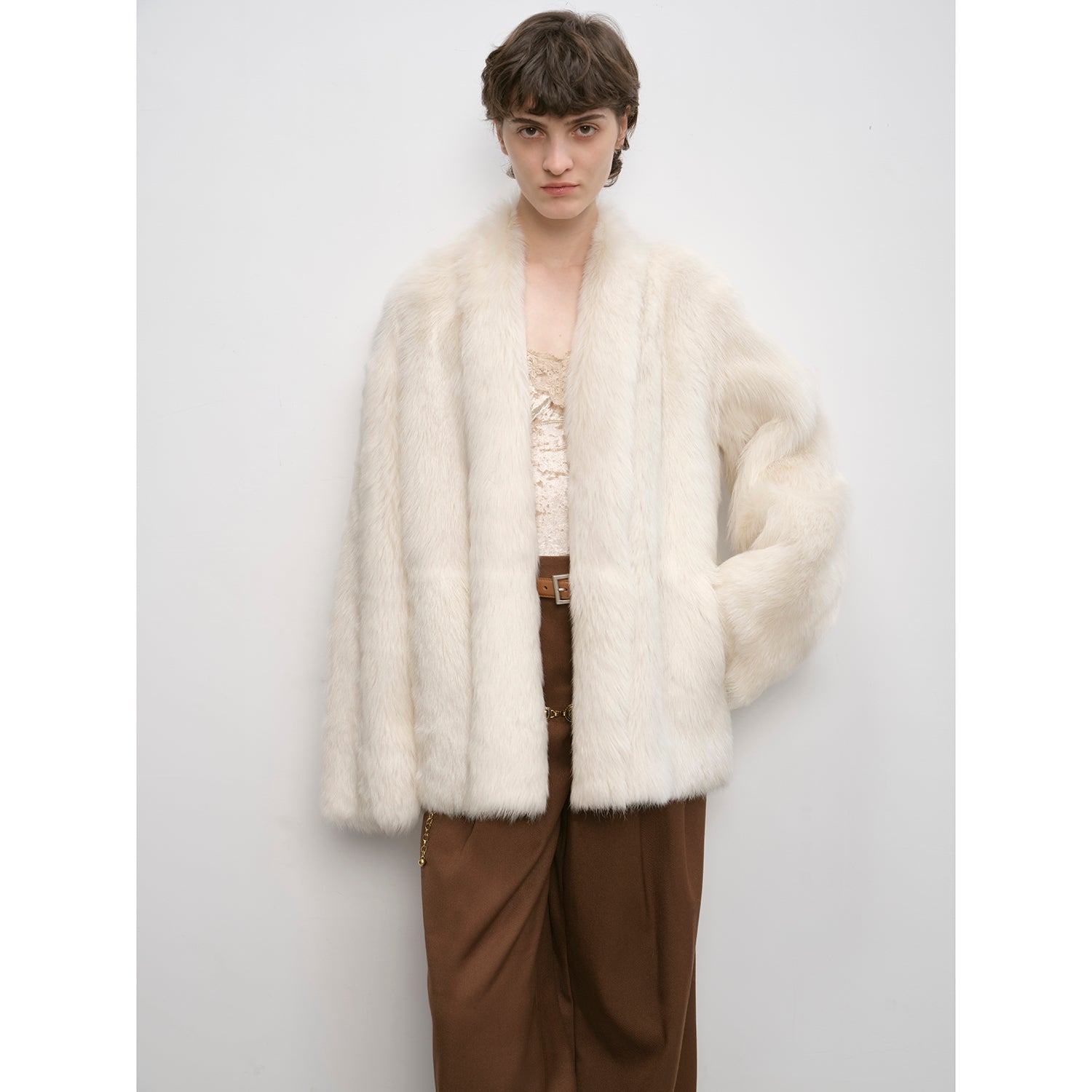"Winter Love Island" Long Hanging Straight Collar Tuscan Fur Coat