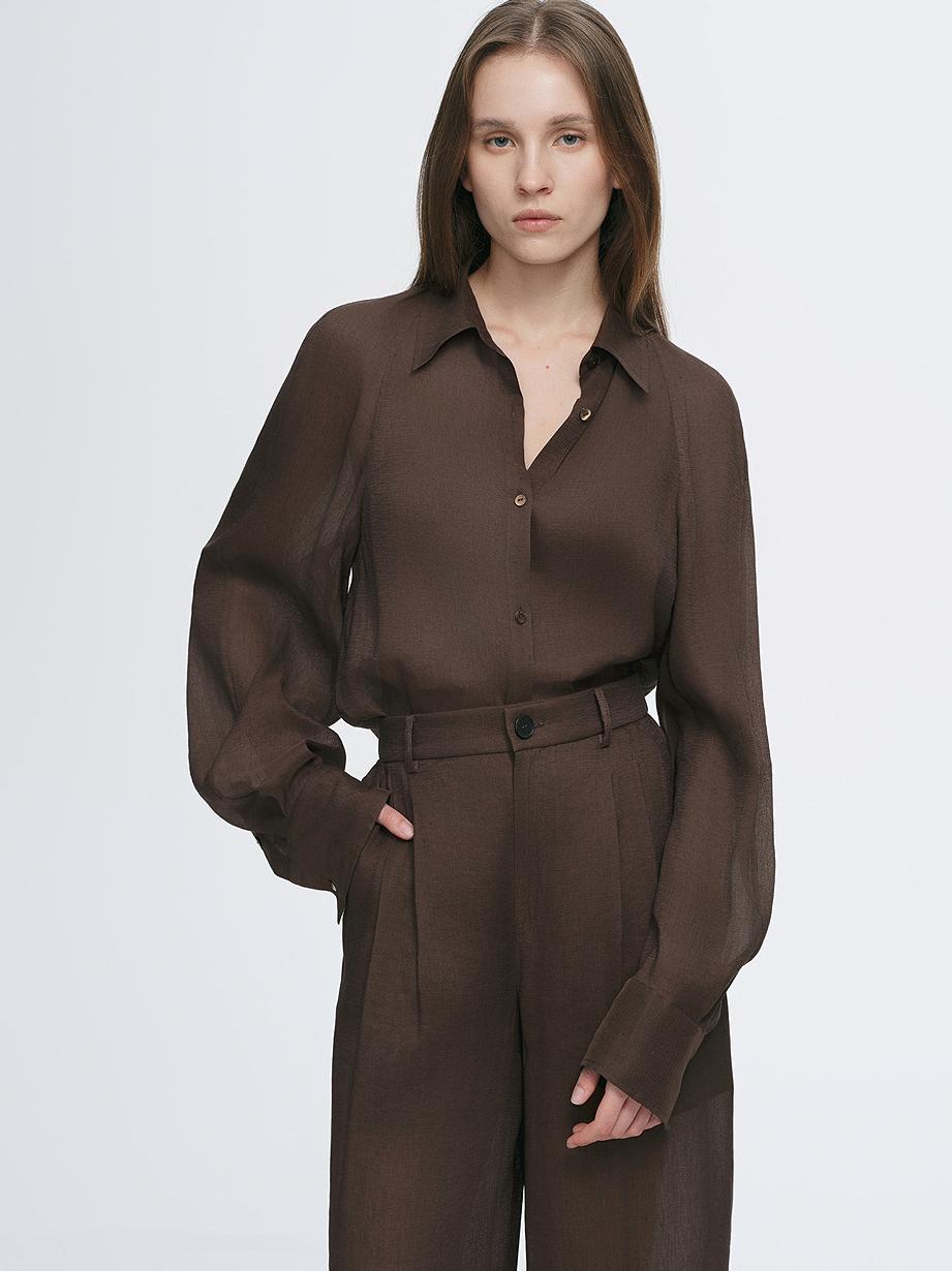 Mulberry Silk Linen Long-Sleeved Shirt and Trousers Set