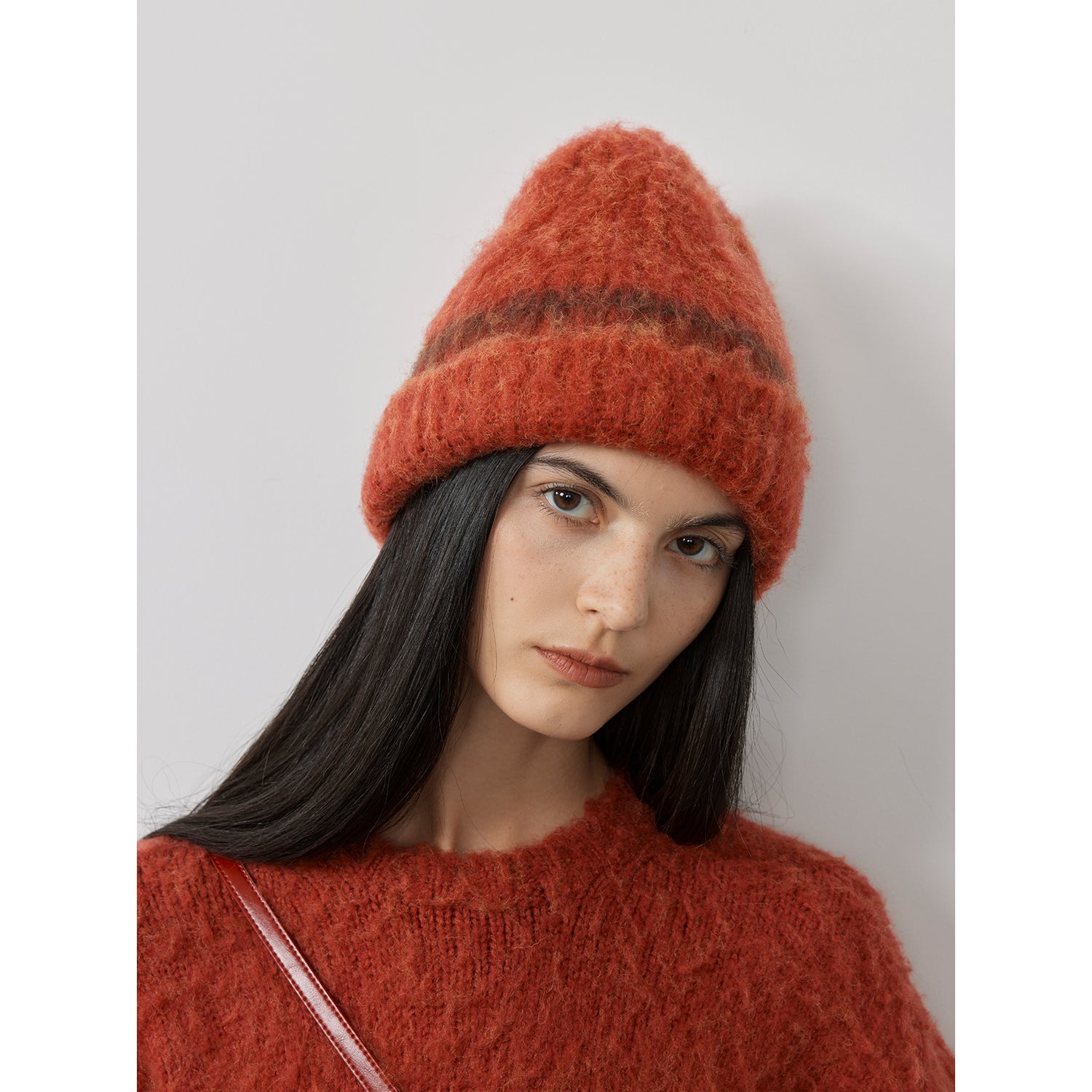 Mohair Wool Blend Knit Hat Scarf Set
