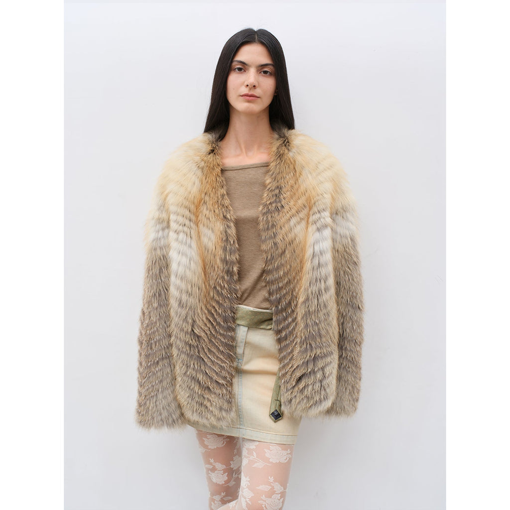 Romantic Nordic Colorful Fox Fur Coat