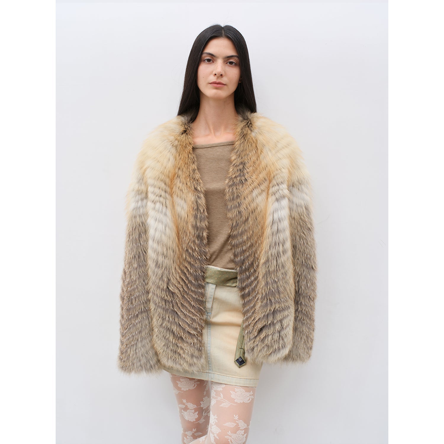 Romantic Nordic Colorful Fox Fur Coat