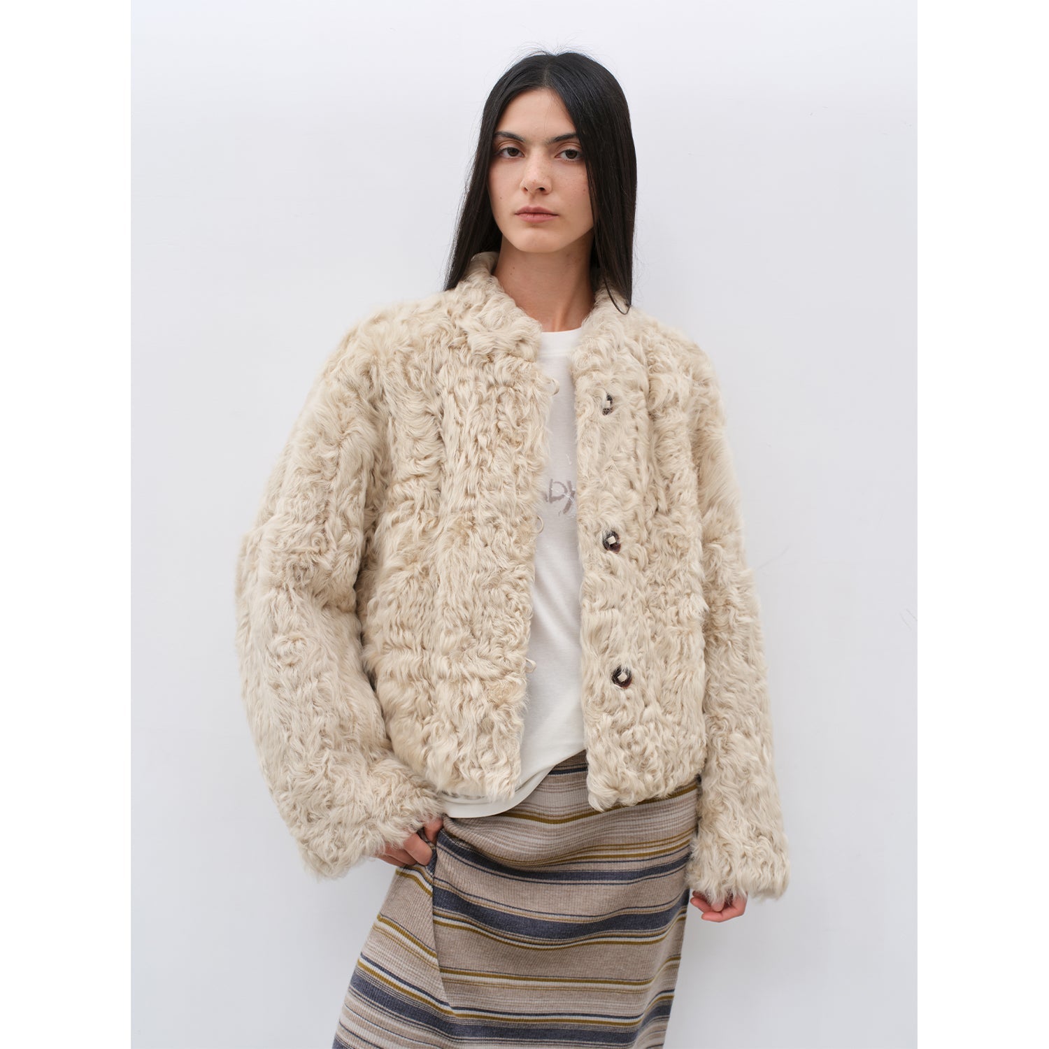 "Little Bear's Thoughts" Sheepskin Wool Coat