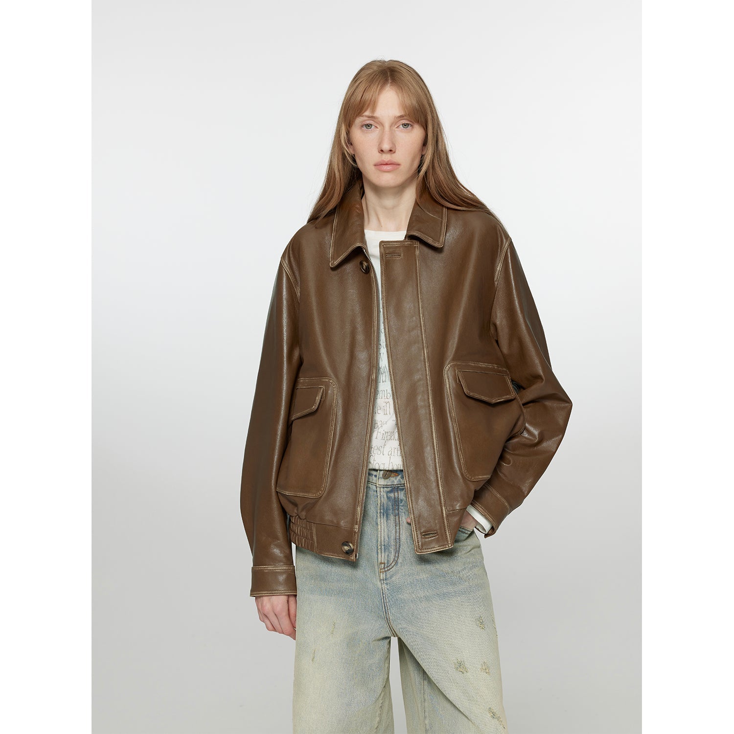 “South City Old Lane” Aviator Leather Jacket