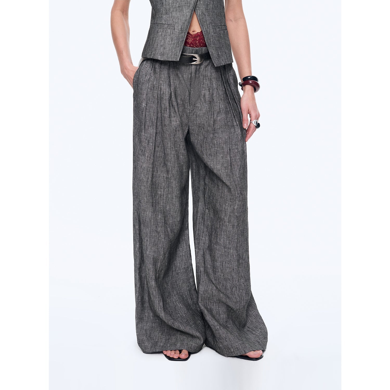 "Old Money" Linen Draped Vest and Trousers Suit
