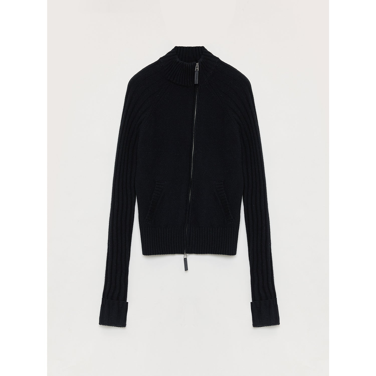 "Senna Melody" Fine Merino Wool and Cotton Blend Zipper Knitted Cardigan