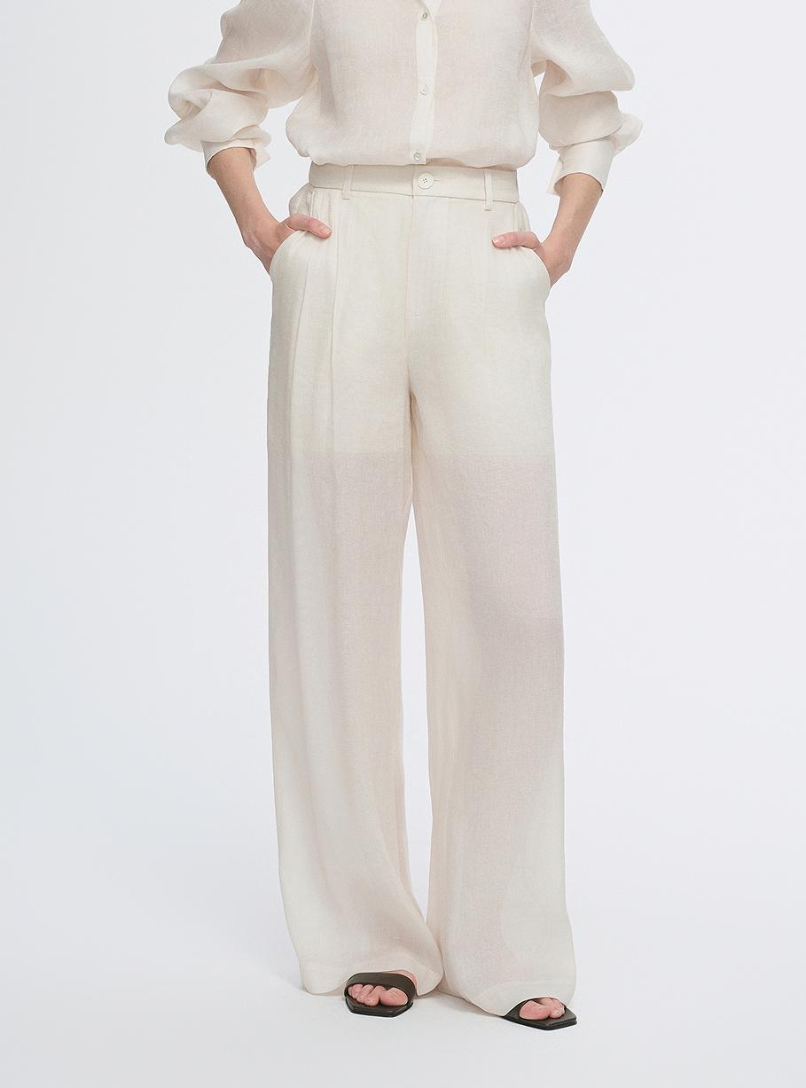 Mulberry Silk Linen Long-Sleeved Shirt and Trousers Set