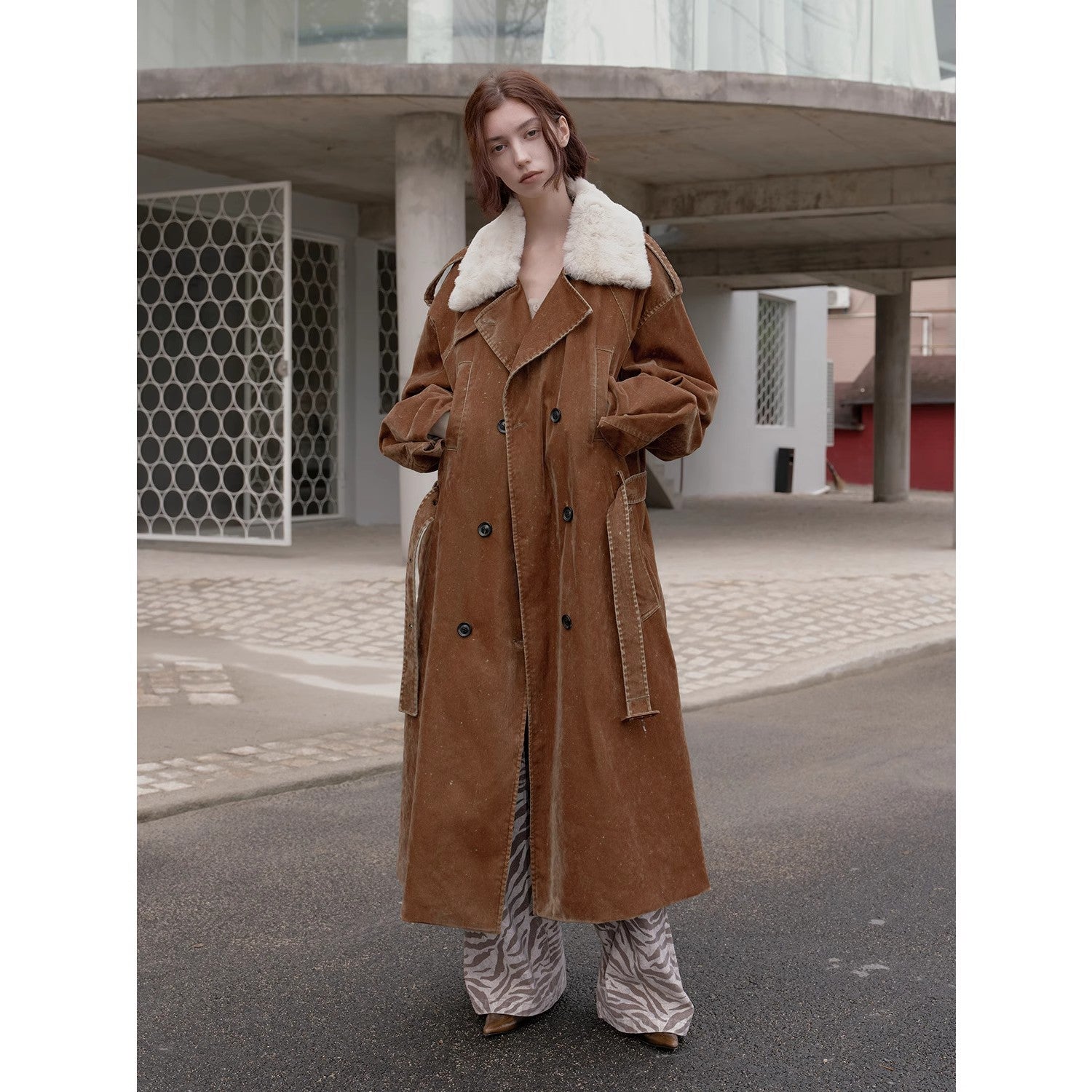 "Windbreaker and Winter" Detachable Wool Lapel Long  Parka