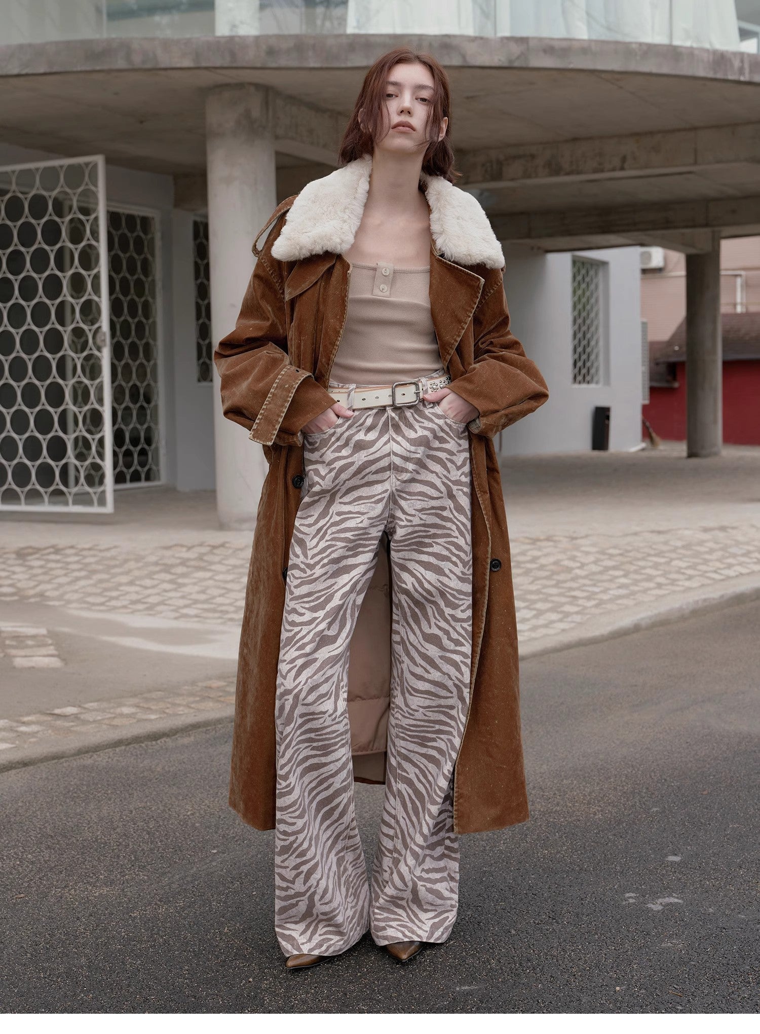 "Windbreaker and Winter" Detachable Wool Lapel Long  Parka