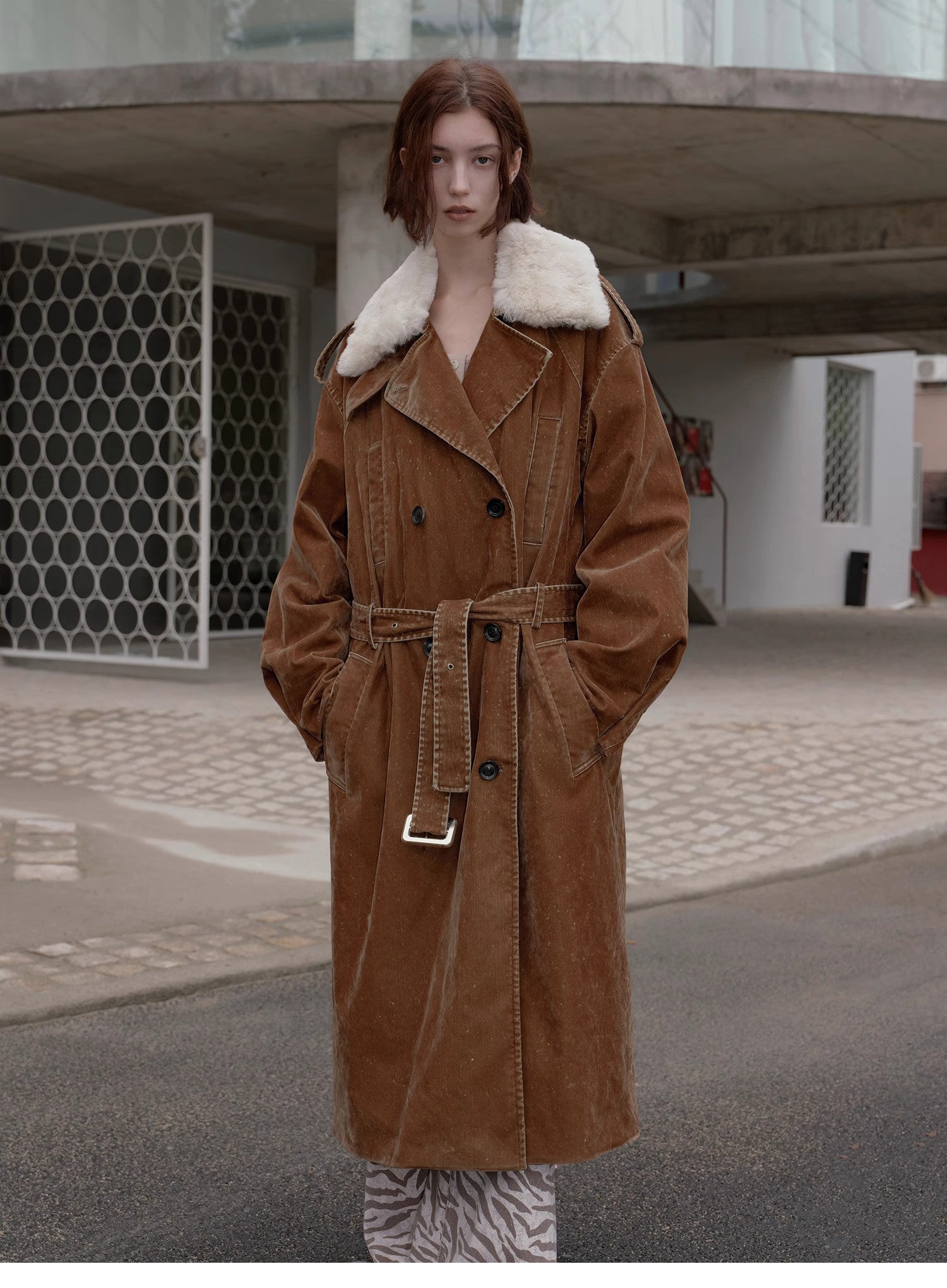 "Windbreaker and Winter" Detachable Wool Lapel Long  Parka