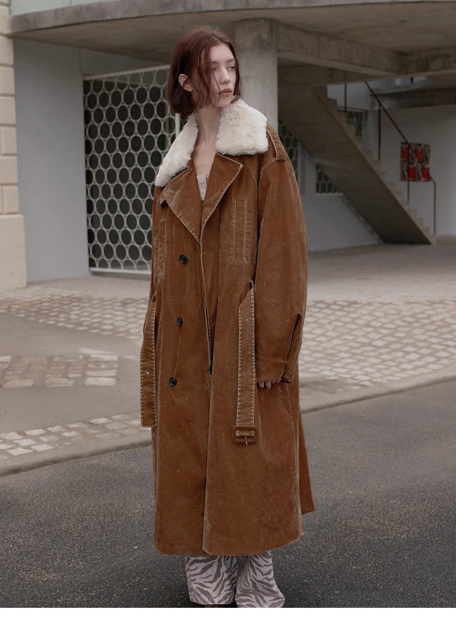 "Windbreaker and Winter" Detachable Wool Lapel Long  Parka