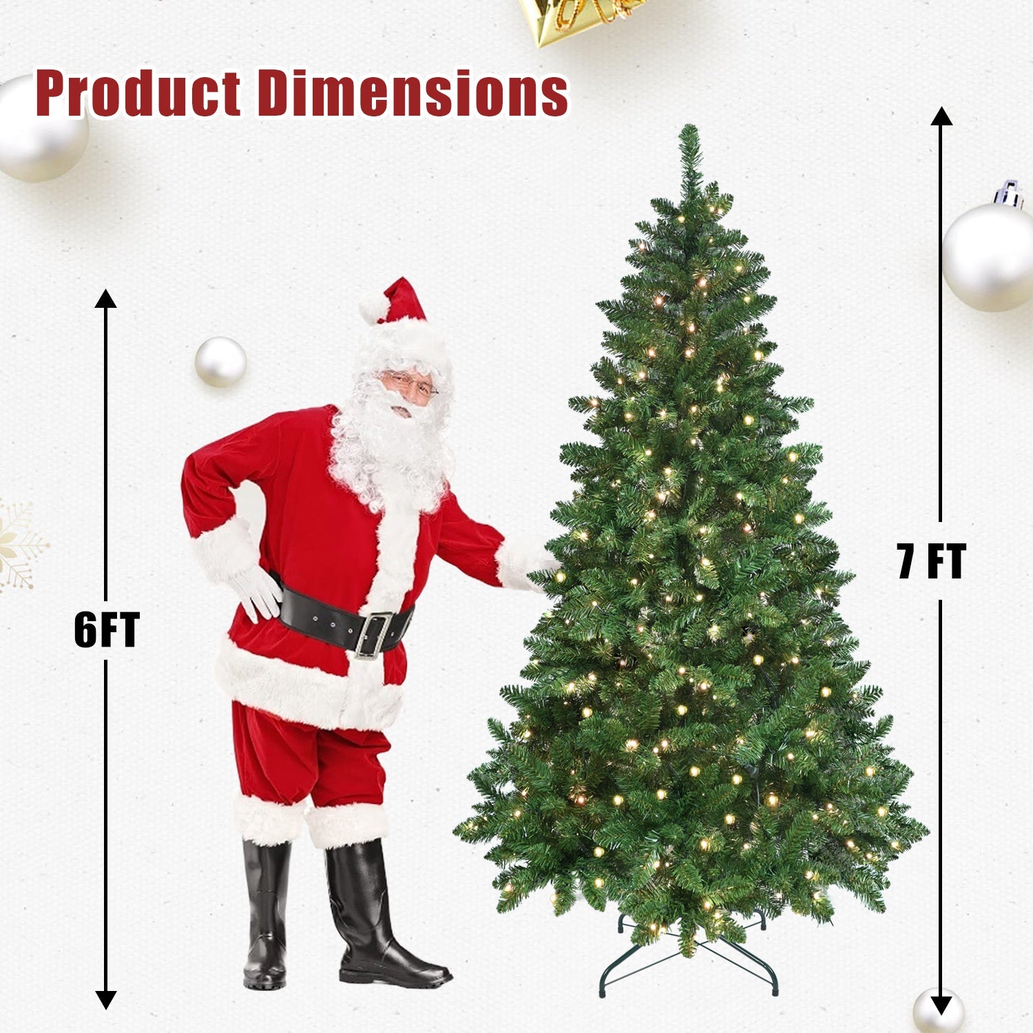 9ft Smart Green Christmas Tree with 620 WiFi-Controlled RGB LED Lights – 38 Light Functions, Music Sync Mode, 1721 PVC Tips, and Hinged Design with Metal Stand