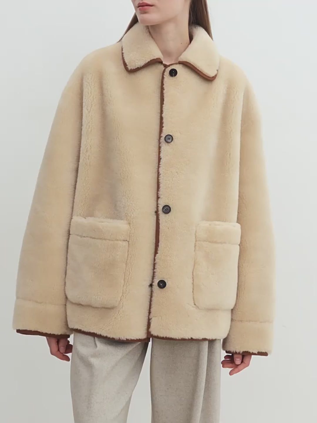 "Winter Concerto" Wool-Suede Shearling Coat