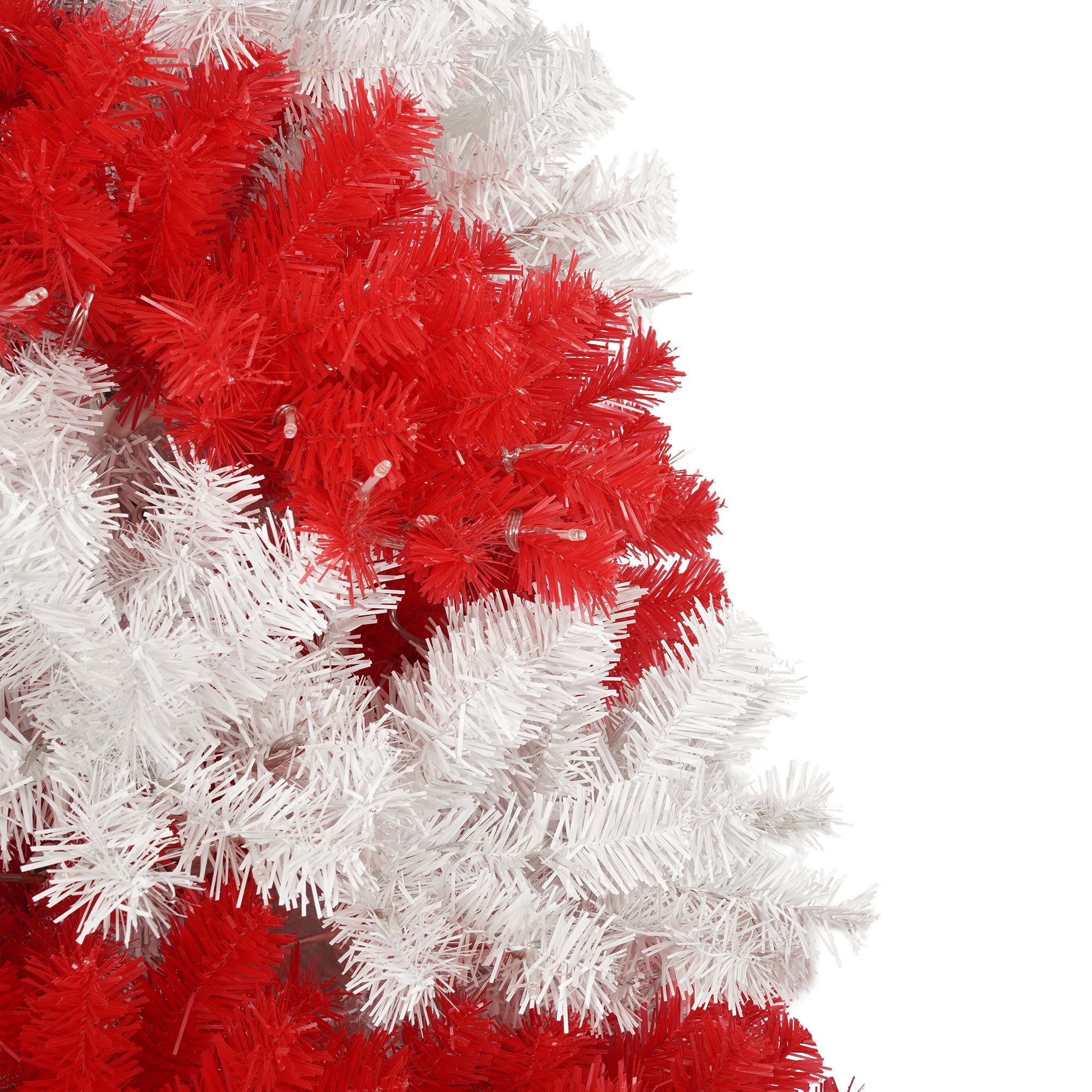 6ft Candy Cane Artificial Christmas Tree with 300 LED Lights – Red & White Holiday Tree with 904 Branch Tips and Metal Stand