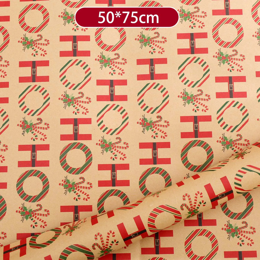 Christmas Kraft Wrapping Paper Roll – Single Sheet or 6-Pack Assorted Styles, Vintage Holiday Gift Wrap with Santa, Reindeer & Christmas Tree Prints