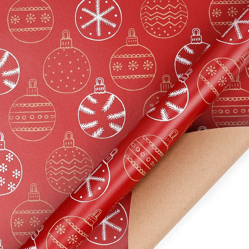 16 Different Assorted Styles Holiday Christmas Wrapping Paper Roll – Vintage Kraft Paper with Santa, Snowflake & Reindeer Designs, Gift Wrap for Kids & Adults