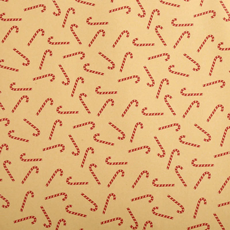 Christmas Kraft Wrapping Paper Roll – Yellow Cowhide Holiday Gift Wrap, 10 Different Styles Reindeer, Candy Cane, Tree, Snowflake Designs, etc