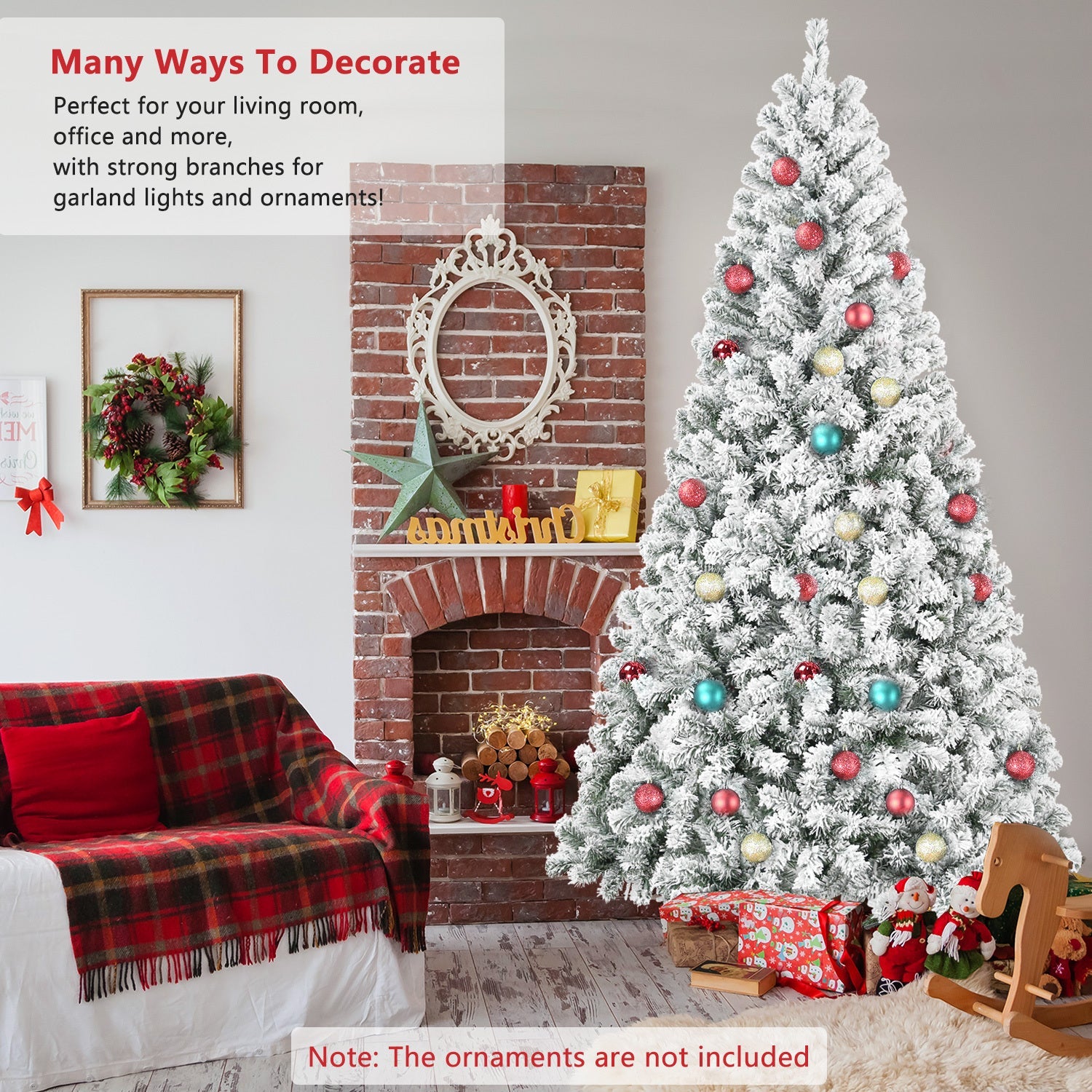 4ft Flocked Christmas Tree – Snowy White PVC Artificial Tree with 233 Tips and Sturdy Metal Stand, Compact Full Design for Small Spaces