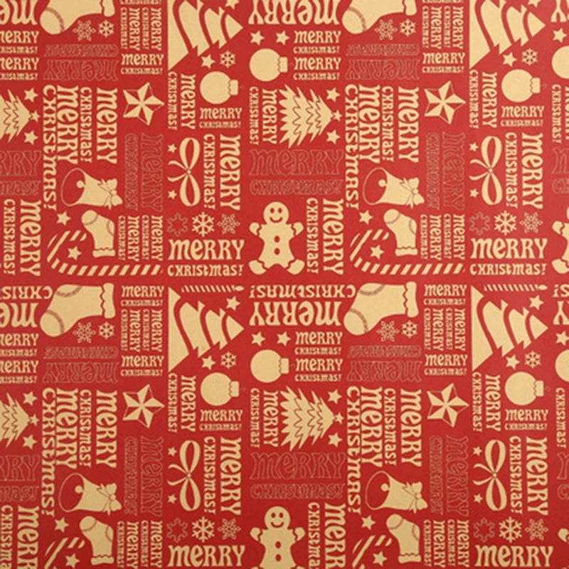 Christmas Kraft Wrapping Paper Roll – Yellow Cowhide Holiday Gift Wrap, 10 Different Styles Reindeer, Candy Cane, Tree, Snowflake Designs, etc