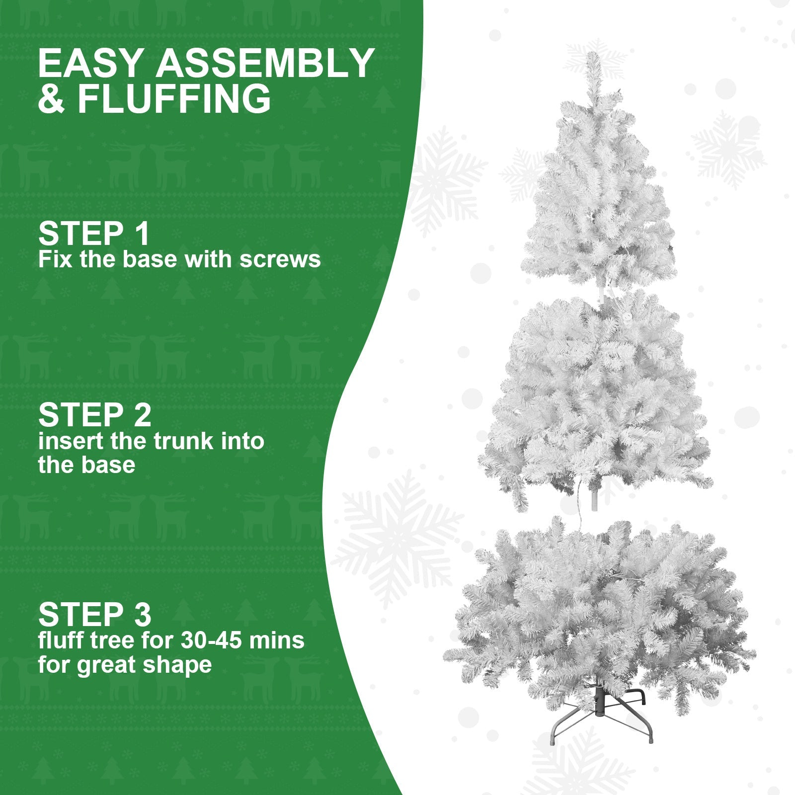 7ft White Artificial Christmas Tree – Full, Lush PVC Pine with Memory Wire Branches & Easy Assembly